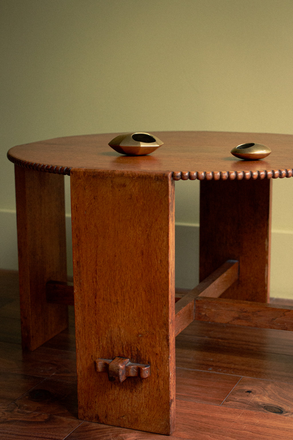 Sculpted coffee table, gorgeous beaded wood arts and craft unique piece,  1903, UK - SOLD