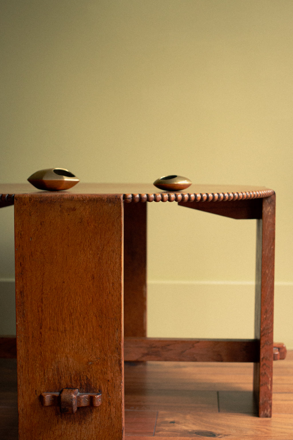 Sculpted coffee table, gorgeous beaded wood arts and craft unique piece,  1903, UK - SOLD