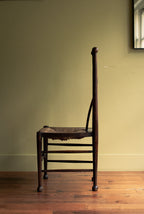 Sculpted arts and craft chair, original straw, 1903