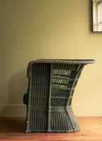 Arts and Craft moleskin and wicker Arm chair by Hans Vollmer, Austria,  1902