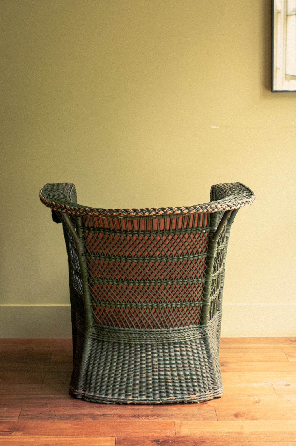 Arts and Craft moleskin and wicker Arm chair by Hans Vollmer, Austria,  1902