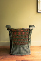 Arts and Craft moleskin and wicker Arm chair by Hans Vollmer, Austria,  1902