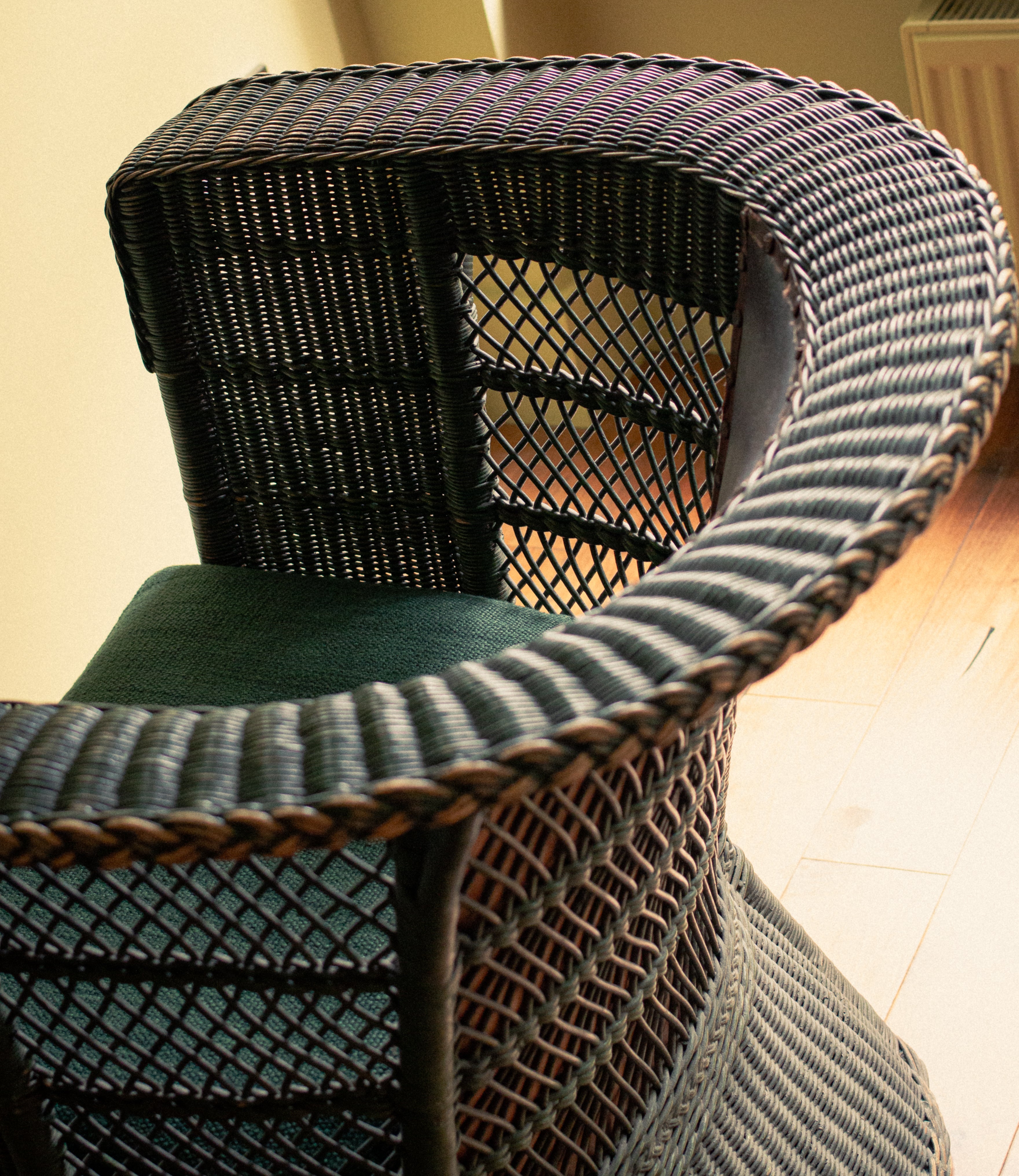 Arts and Craft moleskin and wicker Arm chair by Hans Vollmer, Austria,  1902