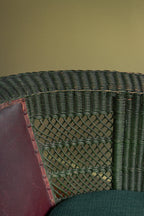 Arts and Craft moleskin and wicker Arm chair by Hans Vollmer, Austria,  1902