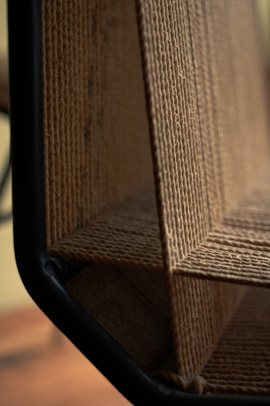 Rare pair of chairs in iron with original cords, anonymous, early 1950