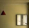 Rare anonymous nickel telescopic wall lamp with counterweight, 1950