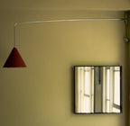Rare anonymous nickel telescopic wall lamp with counterweight, 1950