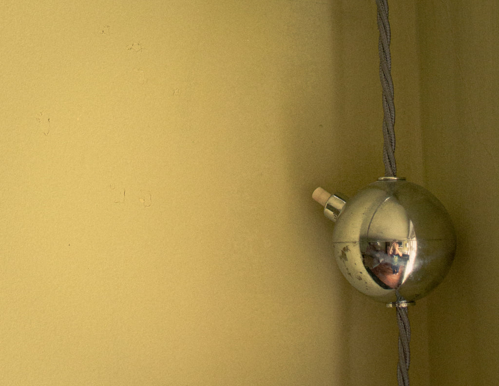 Rare anonymous nickel telescopic wall lamp with counterweight, 1950