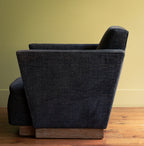 Incredible night blue velvet and original oak base unique arm chair art deco, 1920 - Price on Demand