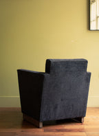 Incredible night blue velvet and original oak base unique arm chair art deco, 1920 - Price on Demand