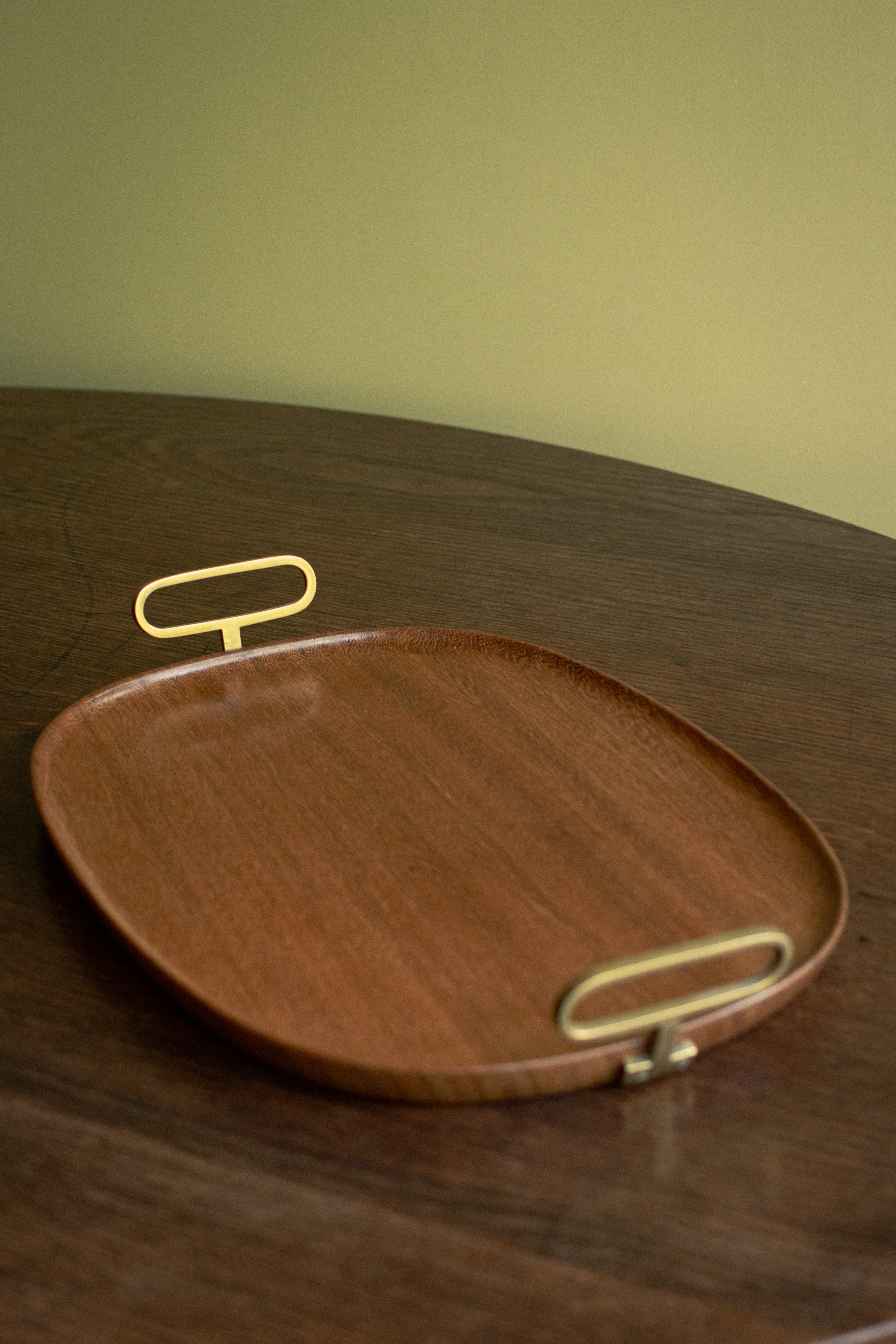 Very rare teak and brass tray by Carl Auböck, Austria, 1950
