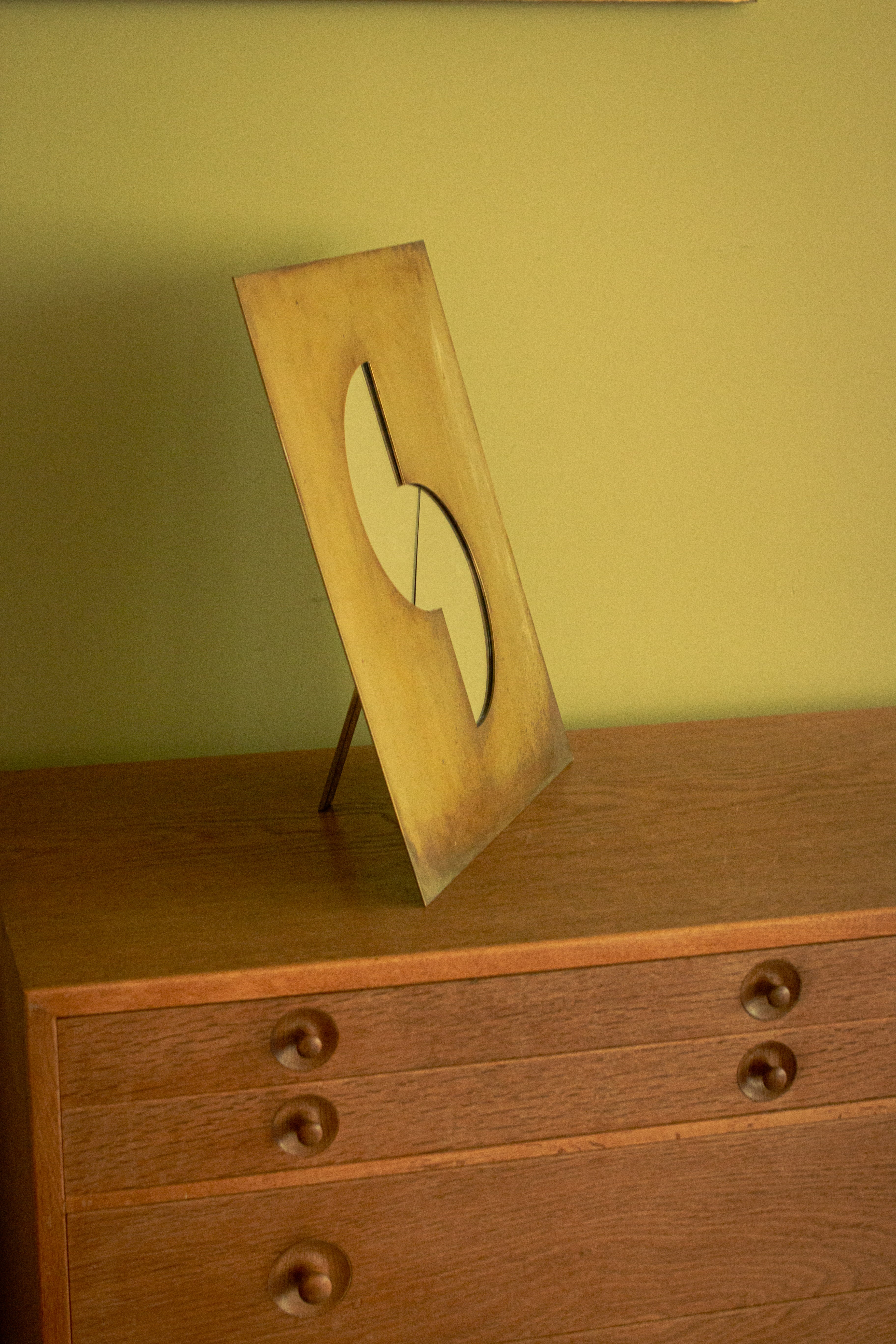 Very rare patinated brass mirror signed by Gabriella Crespi, early 1970 -SOLD