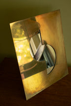 Very rare patinated brass mirror signed by Gabriella Crespi, early 1970 -SOLD