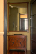 Great arts and craft oak mirror with its original mercury glass, 1910