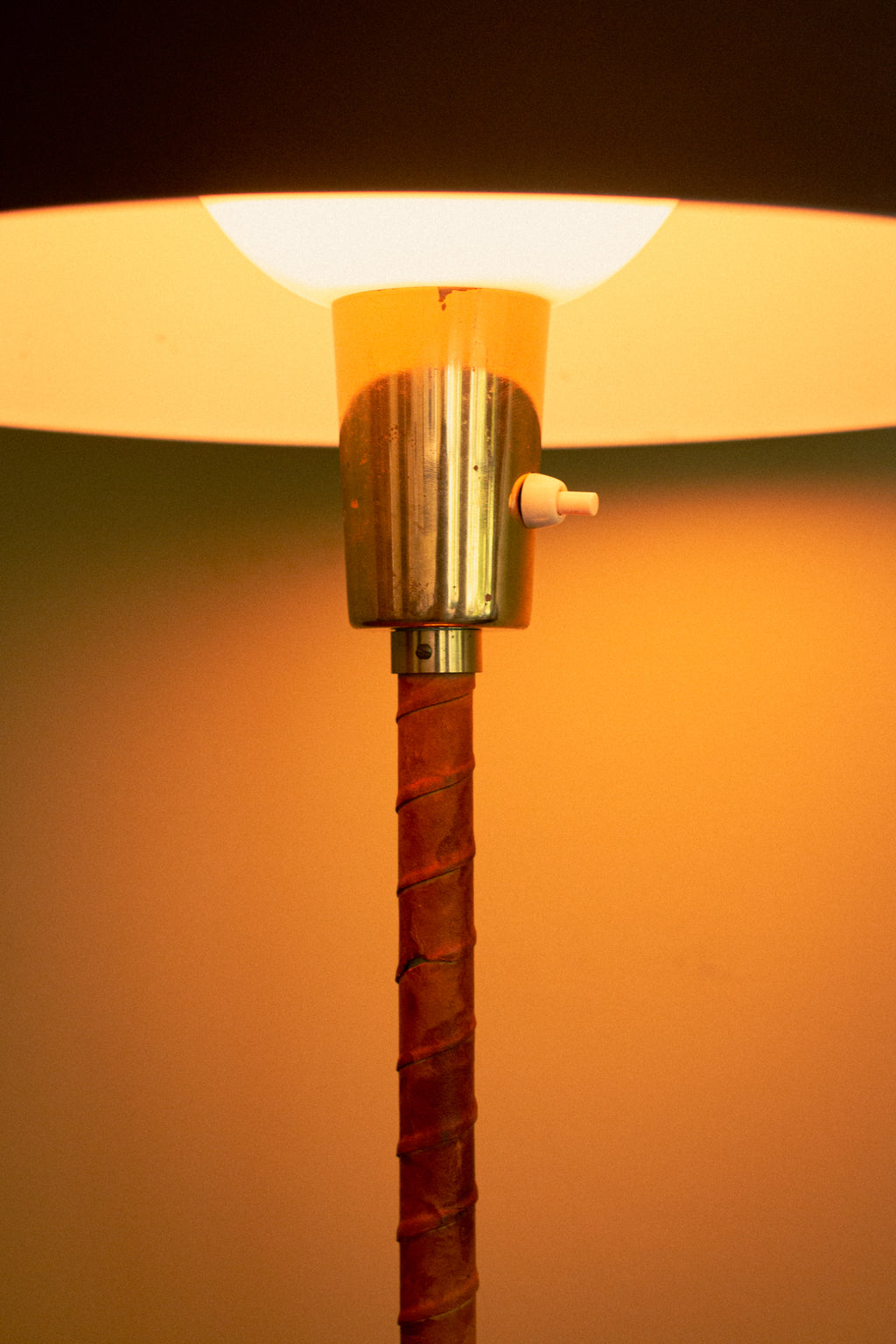 Lisa Johansson Pape lamp in brass with original leather, circa 1950
