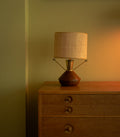 Teak, brass and raphia Table Lamp Signed BG, 1940