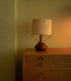 Teak, brass and raphia Table Lamp Signed BG, 1940