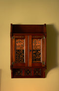Precious unique piece wall cabinet in fruit woods and brass and pewter, 1890, UK - Price on Demand